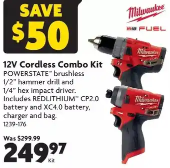Home Hardware Milwaukee 12v cordless combo kit offer