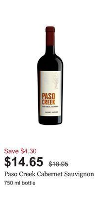 LCBO Paso creek cabernet sauvignon offer