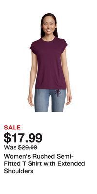 Mark's Women's ruched semi-fitted t shirt with extended shoulders offer