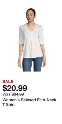Mark's Women's relaxed fit v-neck t shirt offer