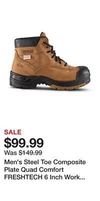 Mark's Men's steel toe composite plate quad comfort freshtech 6 inch work boots - tan offer