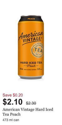LCBO American vintage hard iced tea peach offer