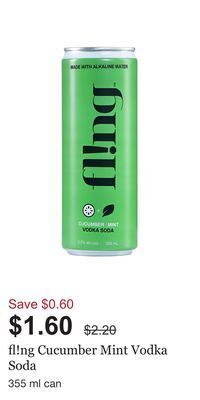 LCBO Fl!ng cucumber mint vodka soda offer