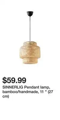 IKEA Sinnerlig pendant lamp, bamboo/handmade, 11 " (27 cm) offer