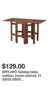 IKEA Äpplarö gateleg table, outdoor, brown stained, 13 3/8/32 5/8/51 5/8x27 1/2 " (34/83/131x70 cm) offer