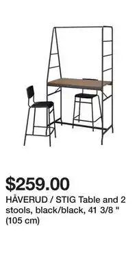 IKEA Håverud / stig table and 2 stools, black/black, 41 3/8 " (105 cm) offer