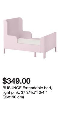 IKEA Busunge extendable bed, light pink, 37 3/4x74 3/4 " (96x190 cm) offer