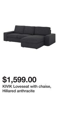 IKEA Kivik loveseat with chaise, hillared anthracite offer