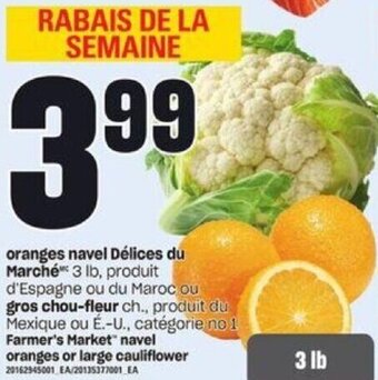 Provigo Farmer's Market navel oranges or large cauliflower offer