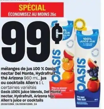 Provigo Oasis 100% juice blends 960ML offer
