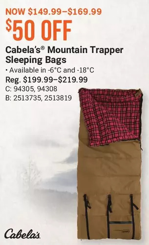 Cabela's Cabela's mountain trapper sleeping bags offer