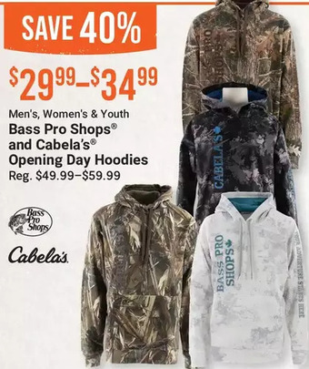 Cabela's Bass pro shops and cabela's opening day hoodies offer