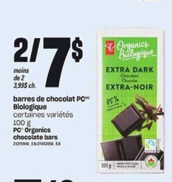 Provigo PC organics chocolate bars de 2 offer