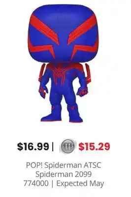 GameStop Pop! spiderman atsc spiderman 2099 offer