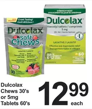 Pharmasave Dulcolax chews or tablets offer