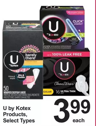 Pharmasave U by kotex products offer