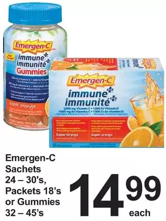 Pharmasave Emergen-c packets or gummies offer