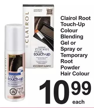 Pharmasave Clairol root touch-up colour blending gel or spray or temporary root powder hair colour offer