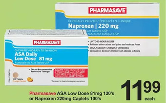 Pharmasave Asa low dose or naproxen offer