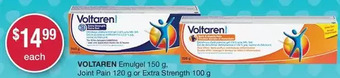 Pharmasave Voltaren emulgel, joint pain or extra strength offer