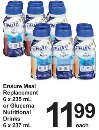 Pharmasave Ensure meal replacement or glucerna nutritional drinks offer