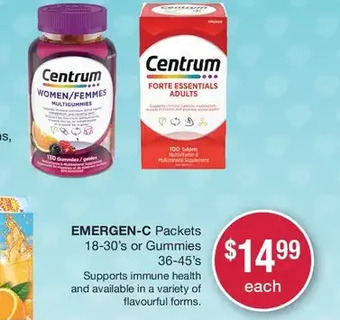 Pharmasave Emergen-c packets or gummies offer