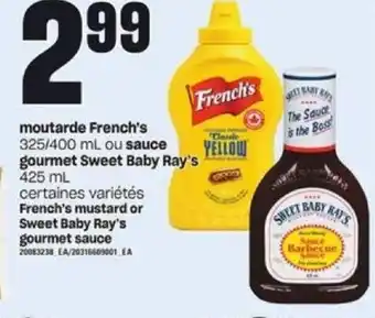 Provigo French's Mustard 325/400ml or Sweet Baby Ray's Gourmet Sauce 425ml offer