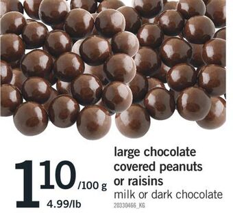 Fortinos Large chocolate covered peanuts or raisins offer