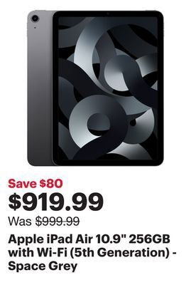 Best Buy Apple ipad air 10.9" 256gb with wi-fi (5th generation) - space grey offer