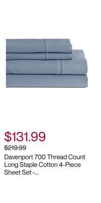 Hudson's Bay Davenport 700 thread count long staple cotton 4-piece sheet set - double offer