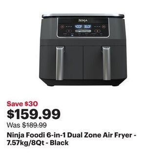 Best Buy Ninja foodi 6-in-1 dual zone air fryer - 7.57kg/8qt - black offer