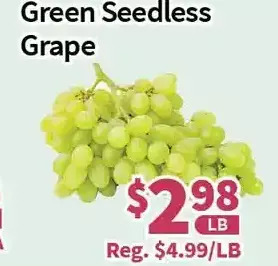 Blue Sky Supermarket Green seedless grape offer