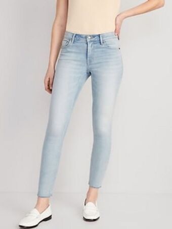 Old Navy Mid-rise rockstar super-skinny cut-off ankle jeans for women offer