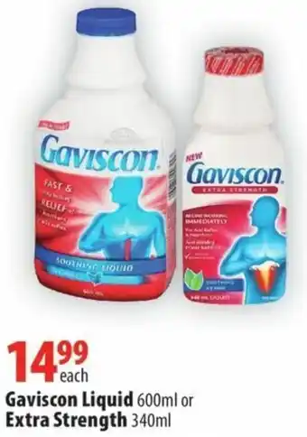 London Drugs Gaviscon Liquid 600ml or Extra Strength 340ml offer