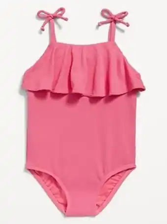 Old Navy Textured-knit ruffle-trim one-piece swimsuit for toddler girls offer