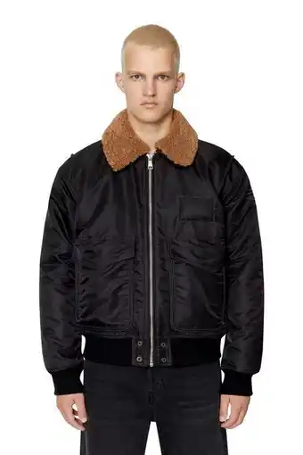 Diesel Padded bomber jacket with fuzzy collar offer