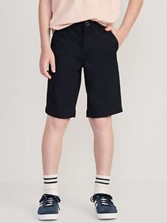 Old Navy Built-in flex twill straight uniform shorts for boys (at knee) offer