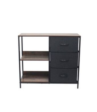 Beddington's 3 drawer fabric cabinet, black/grey offer