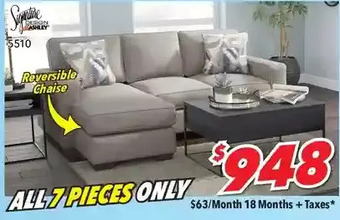 Surplus Furniture 7pc package: greaves stone 2pc sectional offer