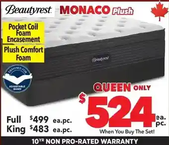 Surplus Furniture Beautyrest monaco plush full mattress set offer