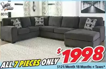 Surplus Furniture 7pc package: ballinasloe smoke 3pc sectional offer