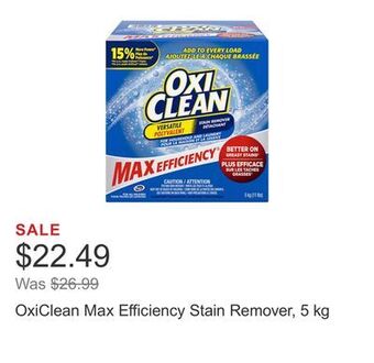 Costco Oxiclean max efficiency stain remover, 5 kg offer