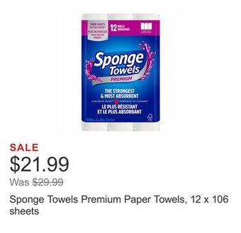 Costco Sponge towels premium paper towels, 12 x 106 sheets offer