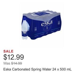 Costco Eska carbonated spring water 24 x 500 ml offer