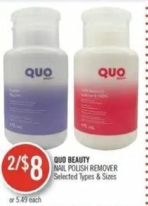 Shoppers Drug Mart Quo Beauty Nail Polish Remover offer