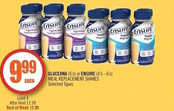 Shoppers Drug Mart Glucerna (6's) or Ensure (4's-6's) Meal Replacement Shakes offer