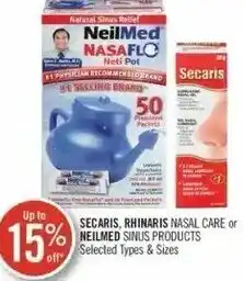 Shoppers Drug Mart Secaris, Rhinaris Nasal Care or Neilmed Sinus Products offer