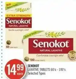 Shoppers Drug Mart Senokot Laxative Tablets 60's - 100's offer