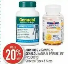 Shoppers Drug Mart Iron Kids Vitamins or Genacol Natural Pain Relief Products offer