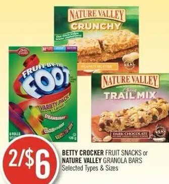 Shoppers Drug Mart Betty Crocker Fruit Snacks or Nature Valley Granola Bars offer